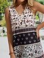 abordables Robes Bohémiennes-Femmes Mini Robe Robe Fleurie Robe bohème Robe Imprimée Mode Classique Moderne Vacances Quotidien Fête Coupe régulière Fleur Sans manches Col en V Noir Été