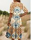 preiswerte Boho Kleid-Damen Midikleid Sommerkleid Faltenkleid Urlaub Täglich Ferien Lässiger Schnitt Grafik Stammes Halbarm Rundhalsausschnitt Gelb Blau Purpur Grün Sommer