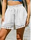 baratos Shorts jeans-Mulheres chinês Calção Roupa de rua Estilo Étnico Básico Curto Cintura Alta Tecido Bolsos Cintura elástica Confortável Macio Micro-Elástica Ao ar livre Férias Rua Preto Branco Rosa Azul Verão Normal