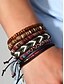 preiswerte Herrenschmuck-Boho-Set aus mehrlagigen geflochtenen Perlenarmbändern für Herren, verschiedene Materialdesigns – Holz, Leder und Seil, Tribal-Stil, Strand- und Freizeitkleidung