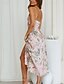 billige Print blomstrede kjoler-Dame Midikjole Blomster kjole Boho-kjole Print kjole Mode Klassisk udendørs Ferierejse Ferie Regulær Blomst Uden ærmer Spaghettistropper Lyserød Navyblå Orange Sommer