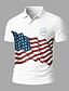 preiswerte Festival-Tag der Unabhängigkeit Herren Amerikanische Flagge Polo Kurze Ärmel Revers Alltagstauglich Sport &amp; Outdoor Athleisure Festival Knöpfe Sommer Weiß Marineblau