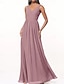 baratos Vestidos para Madrinhas-Vestido de Dama de Honra A-Line Decote V Sem Mangas Elegante Comprimento Total Chiffon com Plissado  Franzido