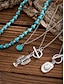 abordables Collier pour femme-Ensemble de colliers de perles turquoise superposées pour femmes - Bijoux bohèmes avec breloques cactus et gouttes, idéal pour les festivals, les concerts country et les tenues décontractées