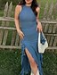 voordelige Boho-jurken-Dames Halflange jurk Boho-jurk Westerse kleding Modieus Modern Buiten Vakantie Feestdagen Normale pasvorm Effen Mouwloos Strakke ronde hals Zwart blauw Bruin Zomer