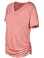 billige Plain t-skjorte-Dame Bluse Helfarge Stilfull Fritid Kortermet V-hals Vanlige topper Daglig Hvit Rosa Lilla Grå Sommer