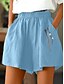 preiswerte Schlichte Hose aus Baumwollleinen-Damen Shorts einfarbig Chinos modisch basic kurz mittelhoch tailliert schlicht Taschen elastischer Bund Komfort Outdoor mikro-elastisch Urlaub Street lässig Olivgrün Schwarz Weiß Blau Sommer reguläre