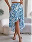 billige Grafiske nederdele-Dame Skjørte A-linje Mode Afslappet Maxi Høj Talje Nederdele Blomster Drapering Lomme Trykt mønster Mikroelastisk Gade Daglig Rosa Grøn Lyseblå Sommer Polyester