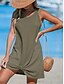 baratos Vestido Simples-Mulheres Minivestido Vestidos Para o Verão Vestido de verão Casual Diário Praia Normal Côr Sólida Sem Manga Gola Redonda Exército verde Preto Azul Bege Verão