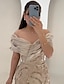 cheap Ball Gown Evening Dresses-A-Line Floor Length Evening Gown Ball Gown with Overskirt Formal Dress Elegant High Split Short Sleeve Off Shoulder Wedding Formal Satin with Glitter Ruched Crystals