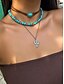 abordables Collier pour femme-Ensemble de colliers de perles turquoise superposées pour femmes - Bijoux bohèmes avec breloques cactus et gouttes, idéal pour les festivals, les concerts country et les tenues décontractées