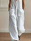 abordables combinaison de vacances-Femmes Normal Combinaison Streetwear Couleur Unie Sans manches Col de chemise Boutons Avec Poches Rue Quotidien Coupe régulière Blanche Été