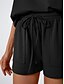 billige Kortsett for kvinner-Dame 2-delt mote streetwear daglig shorts sett kort erme rund hals ensfarget snøring casual daglig svart fuchsia khaki sommer vanlig passform