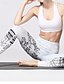 baratos -Mulheres Leggings Roupa de rua Casual Comprimento total Natural Floral Imprimir Exterior Confortável Para Noite Casual / Diário Final de semana Preto &amp; Branco Branco / azul Creme Branco Verão Normal