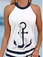 abordables imprimer des robes de plage-Femmes Mini Robe Robe d&#039;Été Robe dos nu Robe à épaules dénudées Vacances Occasionnel Boho Extérieur Soirée Sortir Coupe Ample Graphique Géométrique Sans manches Col Halter bleu marine Été Printemps