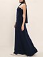 baratos AZUL-Vestido de Festa A-Line Elegante Vestido Formal Convidada de Casamento Comprimento do Chão Sem Mangas Um Ombro Jersey com Pregas