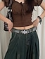 abordables ceinture-Ceinture Femmes PU Gris Noir Ceinture Taille Extérieur Week-end Fleuri