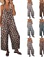 abordables monos casuales-Mujer Normal Mono Ropa de calle Leopardo Sin Mangas Escote en Pico Bolsillo Estampado Diario Festivos Ajuste regular Rosa Azul Real Marrón claro Verano