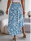 billige Grafiske nederdele-Dame Skjørte A-linje Mode Afslappet Maxi Høj Talje Nederdele Blomster Drapering Lomme Trykt mønster Mikroelastisk Gade Daglig Rosa Grøn Lyseblå Sommer Polyester