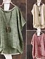 abordables Chemises-Femmes Chemise Couleur Unie Basique Occasionnel Manche Courte Col ras du cou Hauts Réguliers Quotidien Rouge Vert Kaki Été
