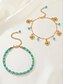 economico Bracciale da donna-Set di cavigliere da donna con perline turchesi e ciondoli placcati in oro: gioielli da spiaggia bohémien per vacanze estive e festival