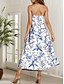 tanie Sukienki kwiatowe-Damskie Sukienka maxi Sukienka A line Letnie sukienki Sukienka na ramiączkach Elegancja Urlop Codzienny Regularny Kwiaty Graficzny Bez rękawów W serek Cienkie ramiączka Żółty Czerwony Niebieski