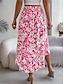 billige Grafiske nederdele-Dame Skjørte A-linje Mode Afslappet Maxi Høj Talje Nederdele Blomster Drapering Lomme Trykt mønster Mikroelastisk Gade Daglig Rosa Grøn Lyseblå Sommer Polyester