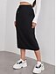 abordables Jupes unies-Jupe femme Couleur unie Mode Décontractée Maxi Jupe taille haute Uni Poche Élastique Street Daily Noir Gris Été Polyester