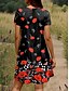 tanie Sukienki kwiatowe-Damskie Sukienka mini Sukienka t-shirtowa Sukienka letnia Letnie sukienki Urlop Codzienny Boho Codzienny Wyjściowe Regularny Kwiaty Graficzny Krótki rękaw W serek Czerwony Niebieski Pomarańczowy