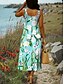 abordables Robes fleuries-Femmes Robe maxi Robe trapèze Robe à épaules dénudées Vacances Occasionnel Chaussures de plage Soirée Plage Coupe régulière Fleuri Graphique Sans manches Col carré Rose Claire Bleu Vert Kaki Ét