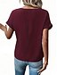 tanie gładka koszulka-Koszulka damska T-shirt jednolity kolor gładka modna nowoczesna casual krótki rękaw okrągły dekolt regularne bluzki codzienne weekendowe zamek guziki czarny wino niebieski fioletowy lato