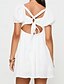 economico Abiti casual bianchi-Per donna Mini Abito Abito Bianco Vestito Casual Moda Moderno Manica a Palloncino All&#039;aperto Vacanza Quotidiano Vestibilità regolare Semplice Manica Corta Collo quadrato Bianco Estate