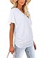 billige Plain t-skjorte-Dame Bluse Helfarge Stilfull Fritid Kortermet V-hals Vanlige topper Daglig Hvit Rosa Lilla Grå Sommer