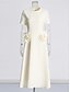 preiswerte Cocktailkleider-A-Linie Quinceanera Kleider Elegantes Kleid Formelle Hochzeit Knöchellang Kurzarm Rundhals Satin mit Applikationen