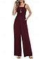 billiga casual jumpsuits-Dam Vanligt Jumpsuits Streetwear Ensfärgat Ärmlös U-hals Ficka Gata Dagligen Normal Svart Vin Marinblå Sommar