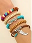billige Dame armbånd-Boho western perlearmbåndssæt til kvinder – flerlags stretch-stable med turkis, træperler og cowboy støvle, fjer, tyr kranie vedhæng – festival, casual og gave smykker
