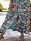 abordables Jupes graphiques-Femmes Jupe Occasionnel Boho Maxi Taille Basse Jupes Fleuri Imprimé Fendu Micro-Élastique Vacances Rue Vert foncé Été Polyester