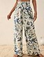 ieftine picior lat și talie înaltă-Pentru femei Pantaloni Modă Boho Lungime totală Natural Floral Imprimeu Confortabil Exterior Comfortabil În aer liber Vacanță Casul / Zilnic Caisă Albastru Ceruliu Deschis Roz Albastru Marin Închis