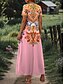 abordables Vestidos Boho-Mujer Vestido maxi Vestido de verano Vestido de una línea Vacaciones Casual Playa Ajuste regular Graphic Tribal Manga Corta Escote en Pico Rosa Azul Piscina Morado Verde Trébol Verano Primavera