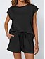 billige Kortsett for kvinner-Dame 2-delt mote streetwear daglig shorts sett kort erme rund hals ensfarget snøring casual daglig svart fuchsia khaki sommer vanlig passform