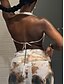 cheap Floral Dress-Women&#039;s Dress Set Sheath Dress Halter Dress Beach Graphic Ruched Print Maxi Dress Sleeveless U Neck Vacation Date Red Brown Green Summer Regular Fit