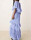 preiswerte Lässige / Tageshochzeit-A-Linie Kleid der Mutter der Braut Rohkanten Einfach Minimalistisch Bootsausschnitt Bodenlänge Chiffon Kurzarm mit Kaskadierenden Rüschen