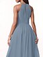baratos Vestidos para Madrinhas-Vestido de Dama de Honra A-Line Decote Halter Sem Mangas Elegante Comprimento do Chão Chiffon com Plissado  Franzido