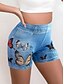 baratos Shorts quentes-Mulheres Calção Shorts de verão Shorts de praia Férias Vintage Roupa de rua Curto Cintura Alta Tecido Cintura elástica Estampado Conforto Leve Macio Com Stretch Ao ar livre Rua Casual Azul Azul