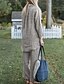 abordables Ensembles-Femmes Streetwear Chemises en coton et lin Chemisier Ensembles de Pantalons manche longue Col de chemise Couleur Unie Vacances Décontracté Quotidien Bleu Vert foncé Kaki Été Coupe régulière
