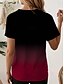 お買い得  アート＆デザインTシャツ-女性用 Tシャツ グラフィック 勾配 ヴィンテージ スタイリッシュ クラシック 半袖 Ｖネック レギュラートップス 日常 プリント ブラック ルビーレッド ブルー 夏 春
