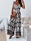preiswerte lässige Overalls-Damen Normal Overall Streetwear Blumen Ärmellos V Ausschnitt Druck Straße Täglich Normale Passform Marineblau Königsblau Blau Sommer