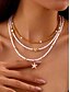 cheap Women&#039;s Necklace-Women&#039;s beach style layered necklace bracelet anklet set with starfish and shell charms, Gold and white beaded design, Suitable for summer vacation, Casual and bohemian style