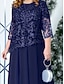 preiswerte Lässige / Tageshochzeit-A-Linie Plus-Size-Kleid Mutter der Braut Kurvenkleid Elegantes Crew-Ausschnitt Knöchellanges Spitzenkleid mit 3/4-Längenärmeln in einfarbig
