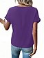 tanie gładka koszulka-Koszulka damska T-shirt jednolity kolor gładka modna nowoczesna casual krótki rękaw okrągły dekolt regularne bluzki codzienne weekendowe zamek guziki czarny wino niebieski fioletowy lato